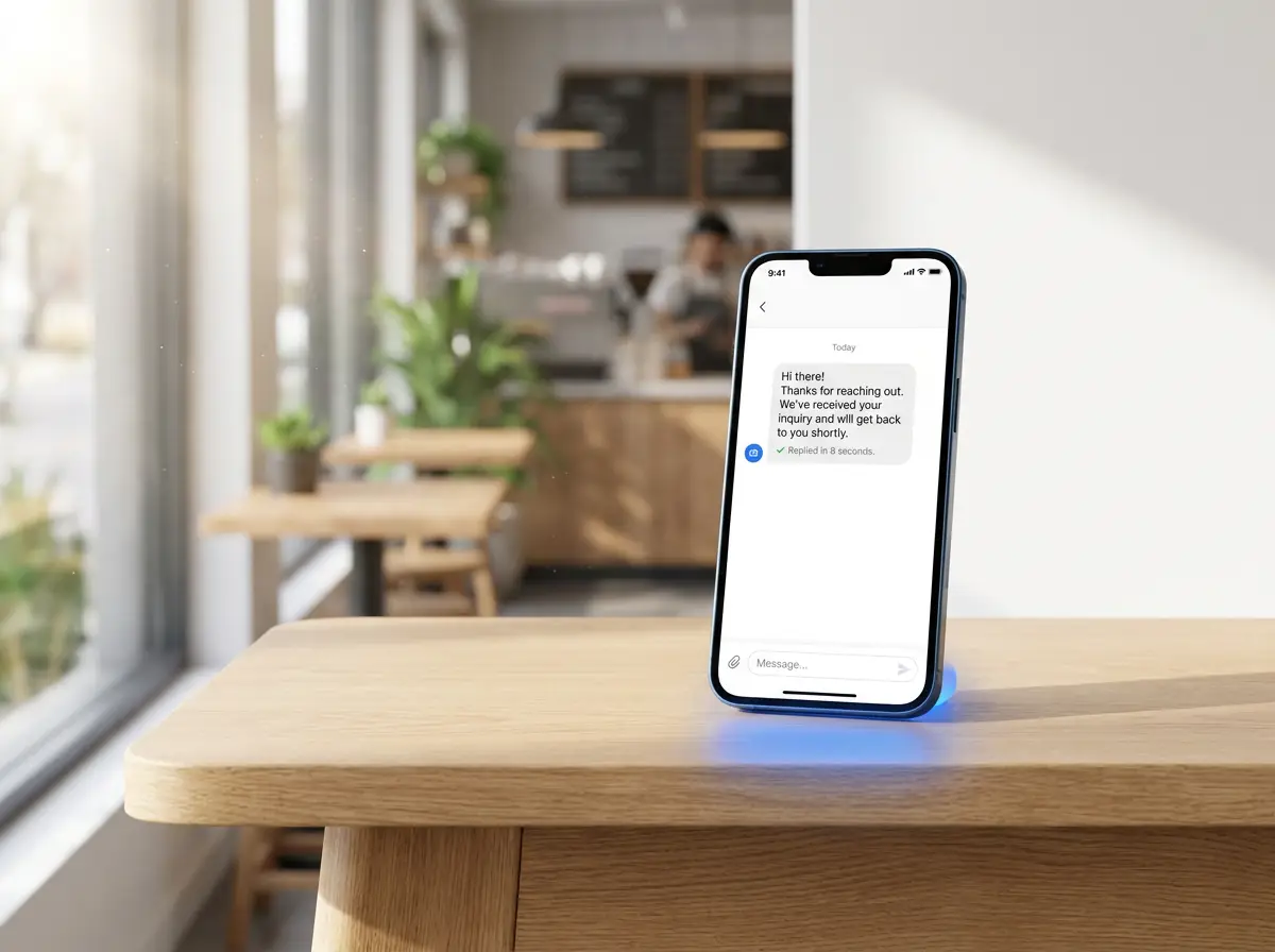A phone auto-replying to a customer lead in 8 seconds